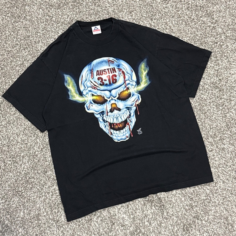 Vintage Stone Cold Steve Austin 3:16 WWF Wrestling Skull T-Shirt Mens XL AAA 90s